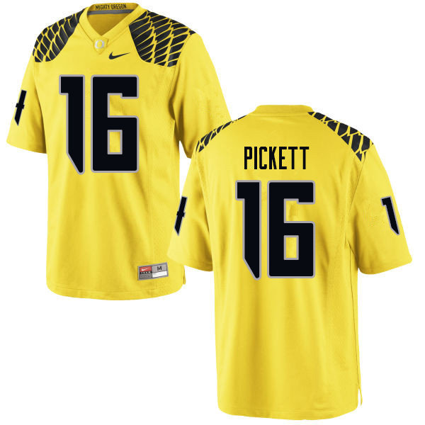 Men #16 Nick Pickett Oregn Ducks College Football Jerseys Sale-Yellow